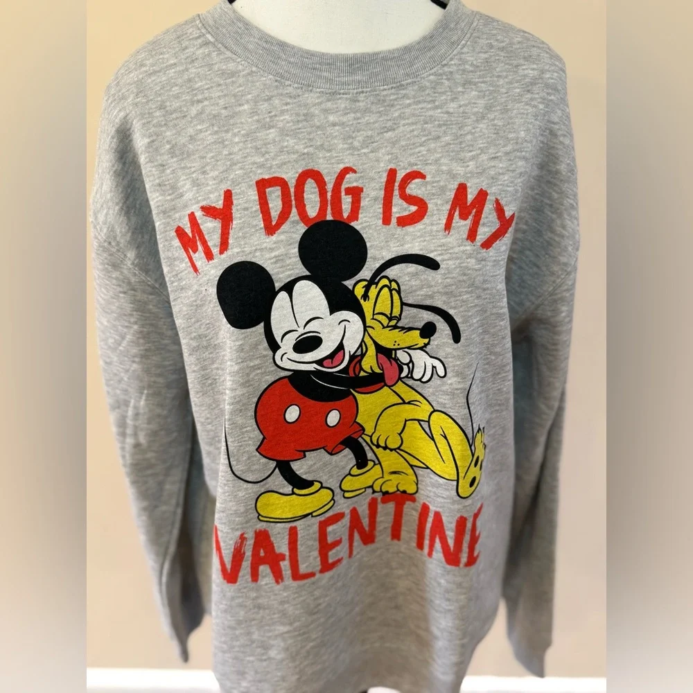 Disney Mickey Mouse Women's My Dog Is My Valentine Graphic Sweatshirt - Picture 3 of 7